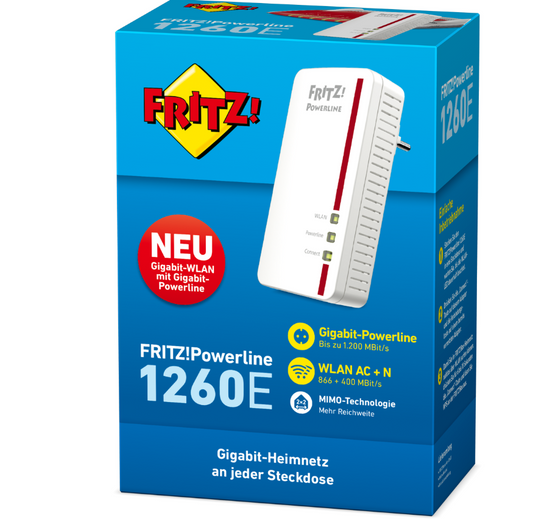 FRITZ! Powerline 1260E Wlan 1200 Mbit/s DE-Händler Refurbished - De Händler